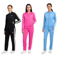 adidas Trainingsanzug Sportanzug Freizeitanzug Damen 3 Streifen Design schwarz