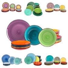 Mambocat 18tlg Teller Geschirrset Speiseteller Essteller Kuchenteller bunt