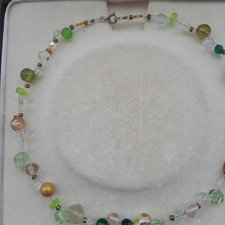 Kette Murano Vintage Glasperlen teilweise mit Goldeinlage Silbereinlage Halskett