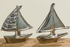 2er Set Skulptur Boot silber