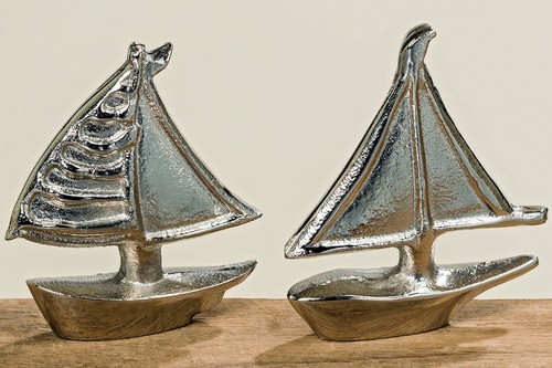 2er set skulptur boot silber - set,