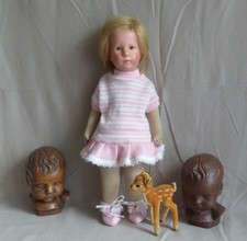 alte Käthe Kruse Puppe Modell VIII Naht am Hinterkopf 50 cm um 1950 rosa Strick