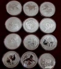 Australien Lunar II Silber komplett 12 x 1 Unze Maus bis Schwein 12 x 1 oz