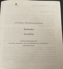 Aufstellungs und Bedinunganleitung für Kaminofen Olafino