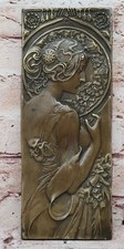 Antik Stil Jugendstil Geformt Bronze Bas Abbau Tafel Halbakt, Frankreich