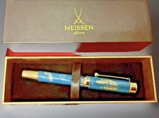 Meissen Roller Pen Stift Tintenschreiber Türkis/Gold Drachenmuster Geschenk-Box