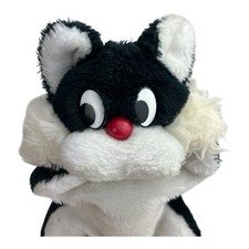 Handpuppe katze schwarz weiß - katze,
