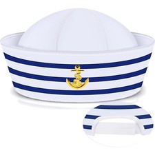 Eleganter Matrosen Hut in Blau & Weiß - Kapitänsmütze für Erwachsene & Kinder