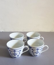 4 Kaffeetassen - Kahla Porzellan - Indisch Blau - Kobalt - DDR