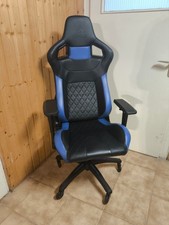 Corsair T1 Race blau schwarz - Gaming Büro Stuhl Carbon Optik *top Zustand*