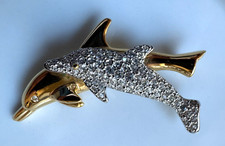 Swarovski 2 Delphine  - Hochwertiger Schmuck mit Strasssteinchen Goldfarbend