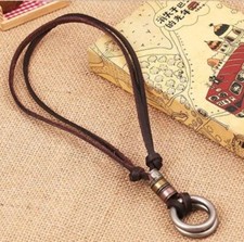 Halskette Kette Anhänger Leder Vintage Ringe Surfer Herren-Kette Halsschmuck