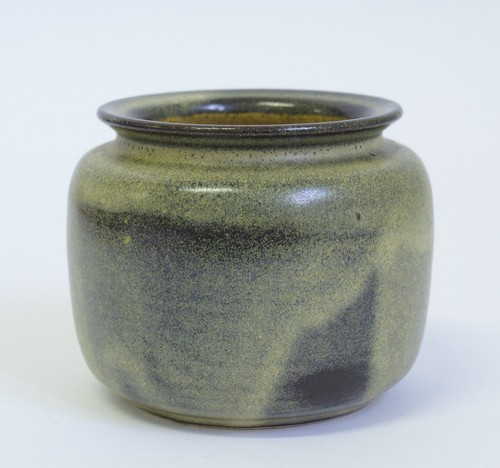 Getöpferte vase braun breit - vase,