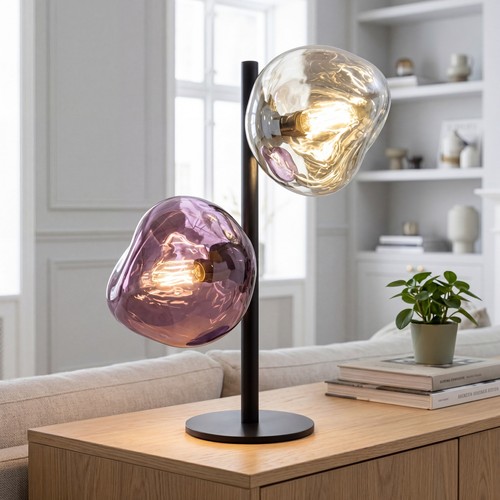 Tischlampe glas weiß lila - tischlampe,