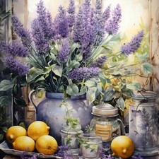 Deko Bild Fensterbank Flieder Mediterran Wandbild Blumen Wanddeko Dekofliese