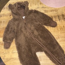 H&M Teddyanzug Gr. 68 Overall Teddyoverall Schneeanzug Plüsch Fell Skianzug Baby