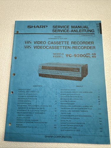 Sharp service anleitung vhs - sharp,