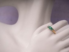 2.9 Karat Smaragd Drei Stein Vintage Stil Zacken Ring 10k Solid Mehrtoniges Gold