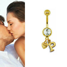 Bauchnabelpiercing mit pers. Buchstaben und Herz,Chirurgenstahl/EchtGold 333(8K)