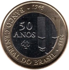 Brasilien 1 Real 2015 "50 Years of Central Bank"