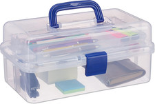 Transparente Plastikbox, 9 Fächer, Werkzeugbox, Nähkästchen, Werkzeugkoffer, Wer