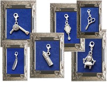 CHARM ANHÄNGER FRISEUR STYLIST KAMM FÖN HAARSPRAY SCHERE 925er SILBER KARABINER 