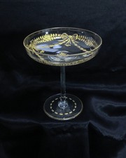 Glas Goldverzierungen Tafelaufsatz Aufsatzschale Blumen Blüten Jugendstil (D4)