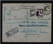 Palestina Auslands -R-Brief 1933 au Jerusalem n Riem weiter n Mühltroff Vogtland