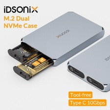 IDsonix Dual-Bay M.2 NVMe SSD Festplatten-Gehäuse USB3.2 10Gbp Adapter für PC DE