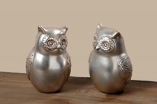 Deko Eule Waldkauz silber