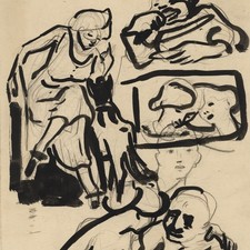 Unbekannt Figurenstudien Karikatur Original Zeichnung Tusche unsigniert um 1930