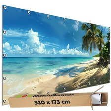 Motiv Plane Garten groß Sichtschutz Bauzaun Deko Banner Karibikstrand Palme Meer