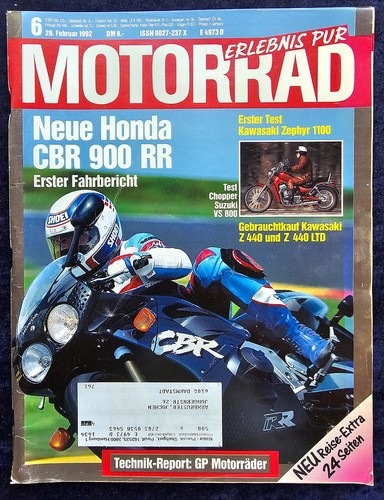 Das motorrad 1992 honda cbr - 6/1992,