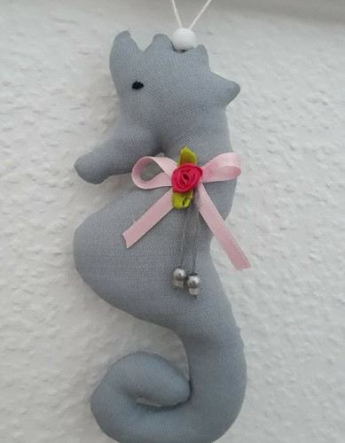Seepferdchen grau rose deko - seepferdchen,