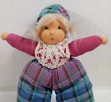 Vintage Stoffpuppe Waldorf-Stil Violett/Grün ca.23cm evtl. Handgemacht