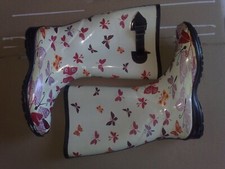 Damengummistiefel weiß mit bunten Schmetterlingen Größe 39