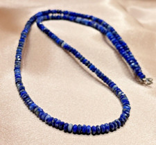 4mm Facettiert Lapislazuli Edelstein Natur Kette / 50 cm / Silber ( Lapis-1 )