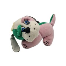 Wauzi Hund 90er Retro Vintage Kuscheltier Stofftier Rosa Grün Anhänger 