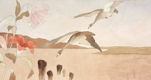 Fliegende gänse aquarell - fliegende,