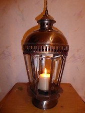 Edle Kerzen Aussenleuchte Laterne Kupfer Metall mit Kupfer Wandhaken 