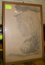 altes Wandbild Bild Portrait Mann Leser Gelehrter signiert