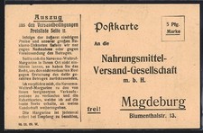 Magdeburg, Bestellkarte der Nahrungsmittel-Versand GmbH, Ansichtskarte 