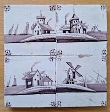 antike Delfter Fliesen violett