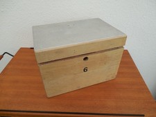 Vintage Schließfach Bank Safe Tresor Holz Alublech 50er 60er 33 x24x22 cm (B)6