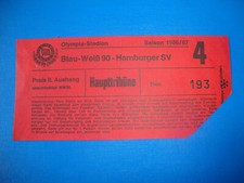 86/87 Ticket BW Blau Weiß 90 Berlin HSV Hamburger SV Eintrittskarte Sammler 