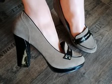 Jumex Sexy High Heel Plateau Pumps Gr. 39 Taupe Schwarz TOP