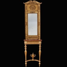 Empire Biedermeier Spiegel  mit Konsole  Marmorplatte Original Vergoldung 1815
