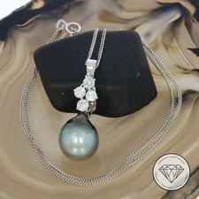 Wert 6.300,- Tahiti Perle Brillant Anhänger & Panzer Kette 750 + 585 Gold xxyy
