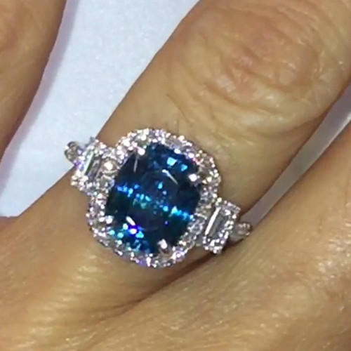 Natürlicher teal saphir ring - saphir,