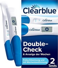 1 x Clearblue Schwangerschaftstest Kombipack Double-Check Früh & Woche, 2 Tests